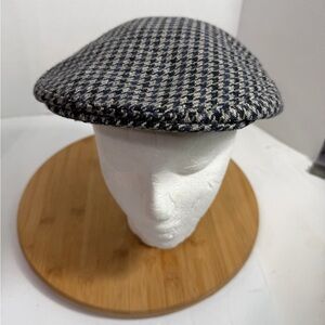 Aintree Houndstooth Wool Newsboy Flat Cap Sz XL